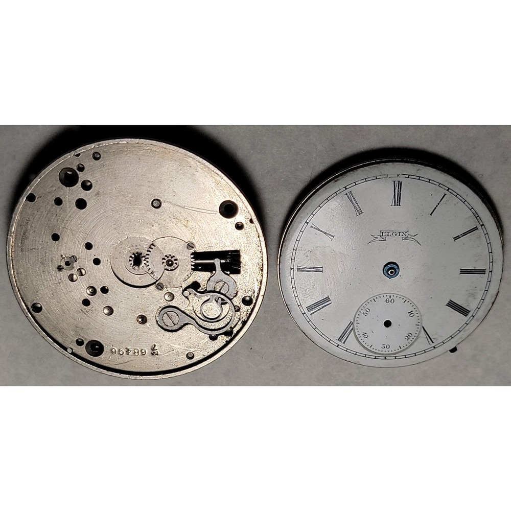 Elgin pocket watch‎ movement parts dial and case + 1 more for parts or crafts